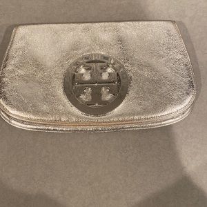 Silver Tory Burch Clutch